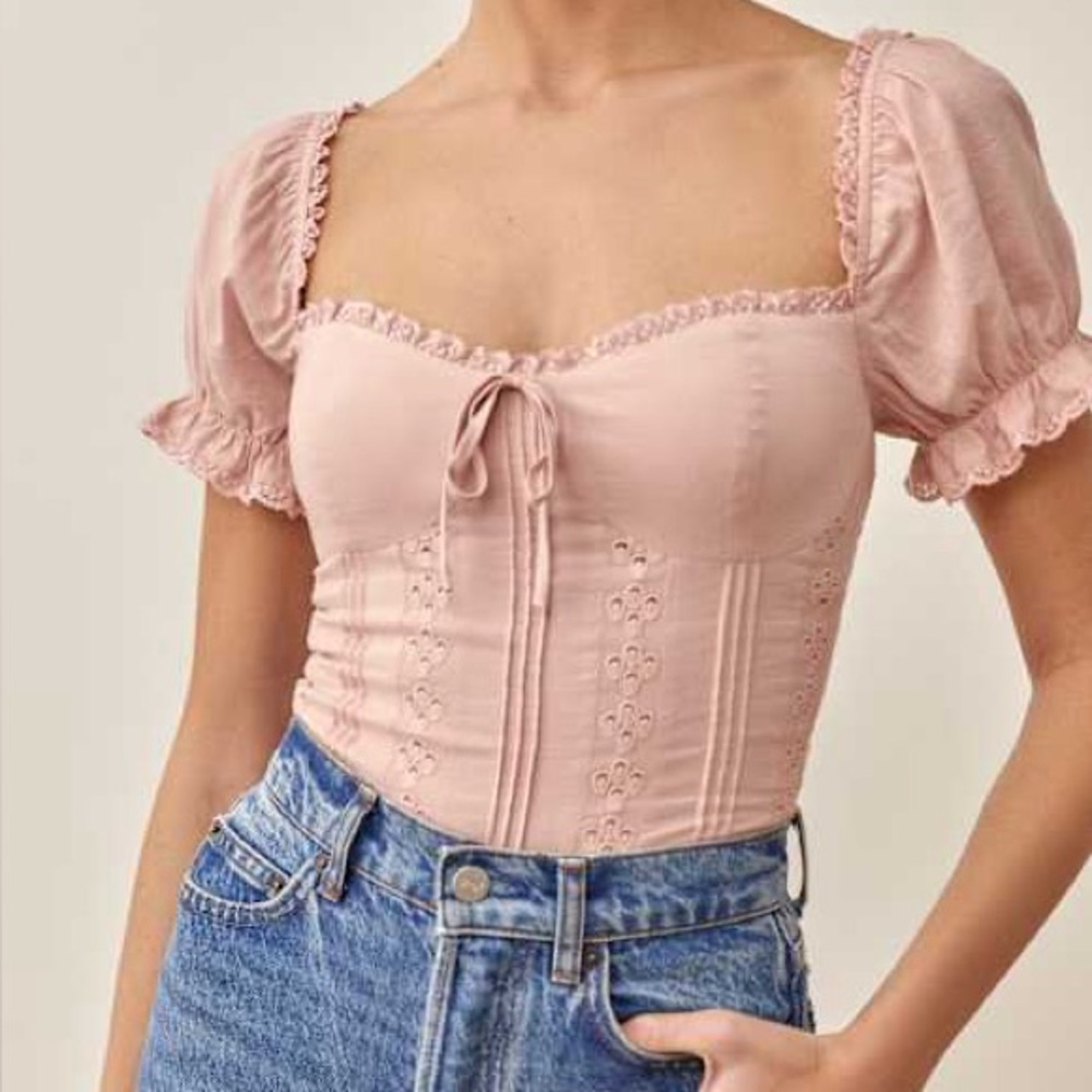 Reformation RARE Miraflores Top in Rose Quartz Pink Size 12